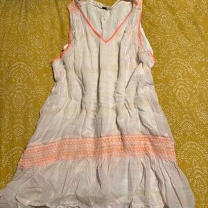 Free People Cream and White Sleeveless V-Neck Sundress